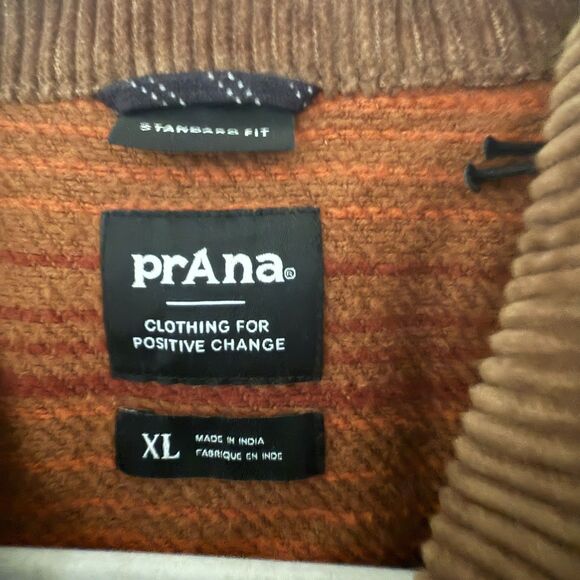 prAna Ridgecrest Chore Coat Rich Earth Organic Cotton Corduroy Flannel XL -Flaw - Picture 4 of 10